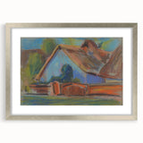 Modern Wall Art – Vibrant Blue Village Cottage