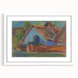 Modern Wall Art – Vibrant Blue Village Cottage