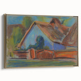 Modern Wall Art – Vibrant Blue Village Cottage