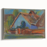 Modern Wall Art – Vibrant Blue Village Cottage