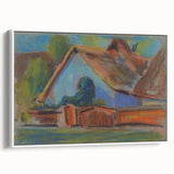 Modern Wall Art – Vibrant Blue Village Cottage