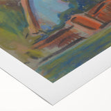 Modern Wall Art – Vibrant Blue Village Cottage