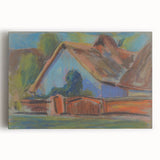 Modern Wall Art – Vibrant Blue Village Cottage