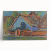 Modern Wall Art – Vibrant Blue Village Cottage