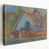 Modern Wall Art – Vibrant Blue Village Cottage