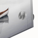 Solitary Drift – Minimalist Boat Scene in Dynamic Wall Art