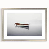 Solitary Drift – Minimalist Boat Scene in Dynamic Wall Art
