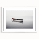 Solitary Drift – Minimalist Boat Scene in Dynamic Wall Art