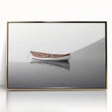 Solitary Drift – Minimalist Boat Scene in Dynamic Wall Art