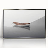 Solitary Drift – Minimalist Boat Scene in Dynamic Wall Art