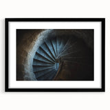 Framed landscape artwork depicting a majestic castle, showcased in a sleek black frame with a white mat, perfect for elegant home decor. Ideal for enhancing interior aesthetics and inspiring a sense of history.