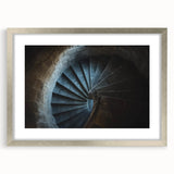 Elegant silver-framed landscape artwork featuring a majestic castle set against a serene backdrop, enhanced with a decorative mat for an upscale presentation. Ideal for home decor or art enthusiasts looking to elevate their space.