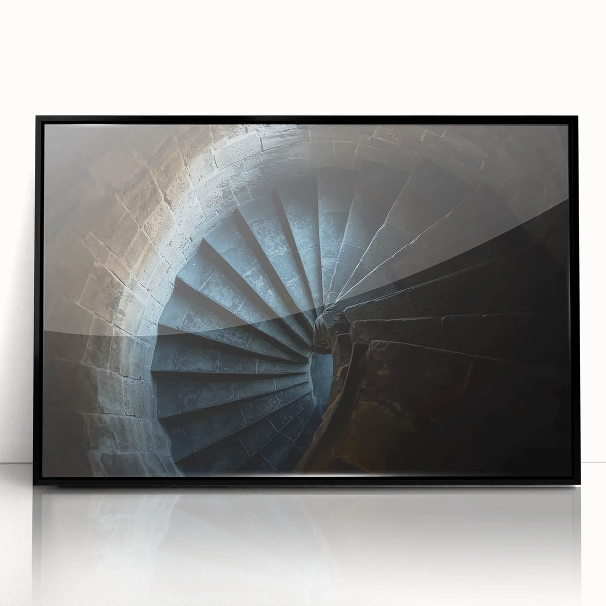 Framed acrylic wall art depicting a scenic landscape with a majestic castle, showcasing vibrant colors and intricate details, perfect for home decor.