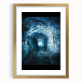 Elegant gold-framed landscape artwork featuring intricate cave designs, showcasing rich colors and textures, ideal for home decor or art enthusiasts.
