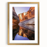 Elegant gold-framed landscape artwork featuring majestic cliffs, matted for added depth, perfect for enhancing home decor with a touch of sophistication.
