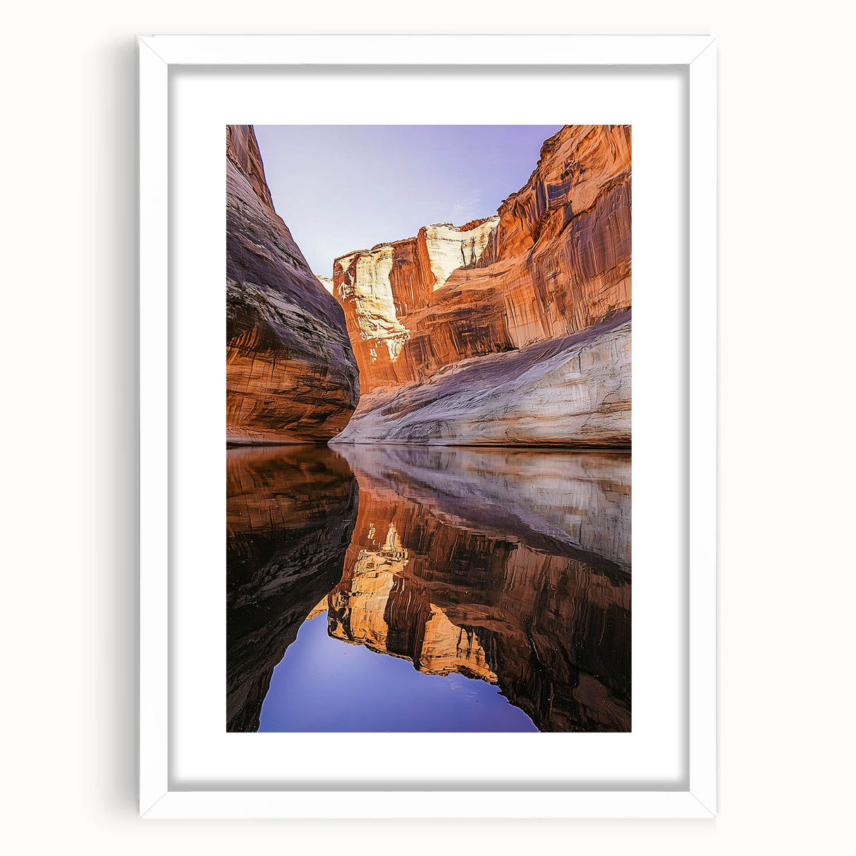 Framed landscape artwork showcasing dramatic cliffs and serene ocean views, presented in a white mat and sleek frame, ideal for enhancing modern home decor.
