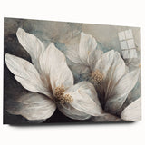 Elegant White Floral Living Room Wall Art – Canvas & Framed Print