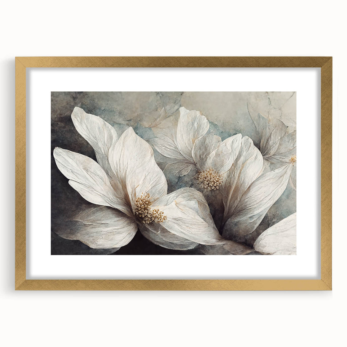 Elegant White Floral Living Room Wall Art – Canvas & Framed Print