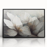 Elegant White Floral Living Room Wall Art – Canvas & Framed Print