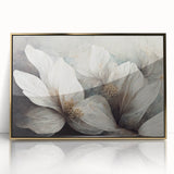 Elegant White Floral Living Room Wall Art – Canvas & Framed Print