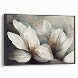 Elegant White Floral Living Room Wall Art – Canvas & Framed Print