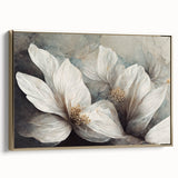 Elegant White Floral Living Room Wall Art – Canvas & Framed Print