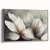 Elegant White Floral Living Room Wall Art – Canvas & Framed Print