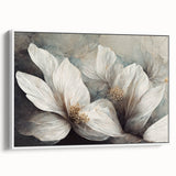 Elegant White Floral Living Room Wall Art – Canvas & Framed Print