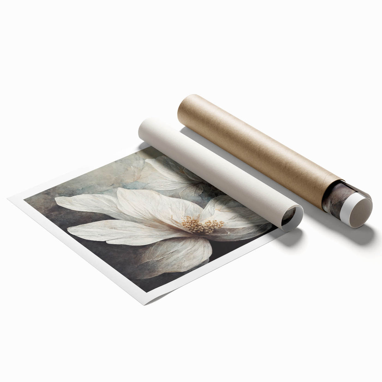 Elegant White Floral Living Room Wall Art – Canvas & Framed Print