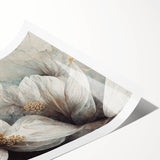 Elegant White Floral Living Room Wall Art – Canvas & Framed Print