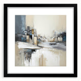 Abstract architecture wall art framed in black with a mat, showcasing geometric shapes and a modern aesthetic, perfect for contemporary home decor.