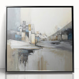 Framed abstract architecture wall art showcasing a modern black design with acrylic finish, ideal for contemporary home decor and stylish interiors.