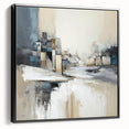 Framed canvas wall art of abstract architecture, showcasing a sleek black design from a side view, ideal for modern home decor and interior design enthusiasts.