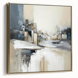 Framed abstract architecture wall art showcasing a silver and gold color palette, perfect for modern interiors. Ideal for adding sophistication to any room.
