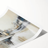 Abstract architecture wall art print showcasing geometric shapes and muted colors, elegantly rolled for easy display and shipping, perfect for modern home decor.