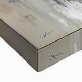 Close-up of a stretched canvas showcasing vibrant abstract architecture wall art, featuring bold geometric shapes and a rich color palette, ideal for modern decor.