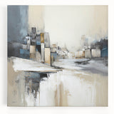 Abstract architecture wall art on stretched canvas showcasing geometric shapes in vibrant colors, ideal for modern interior decor, adding a contemporary touch to any space.