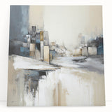 Abstract architecture wall art on stretched canvas, showcasing intricate geometric patterns in vibrant colors, perfect for modern home decor.