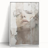 Framed abstract figurative wall art in white acrylic, showcasing vibrant colors and dynamic shapes, perfect for modern home decor and artistic expression.