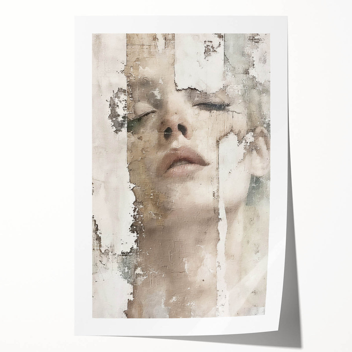 Abstract figurative wall art print showcasing vibrant colors and dynamic shapes, rolled and ready for display, perfect for modern home decor enthusiasts.