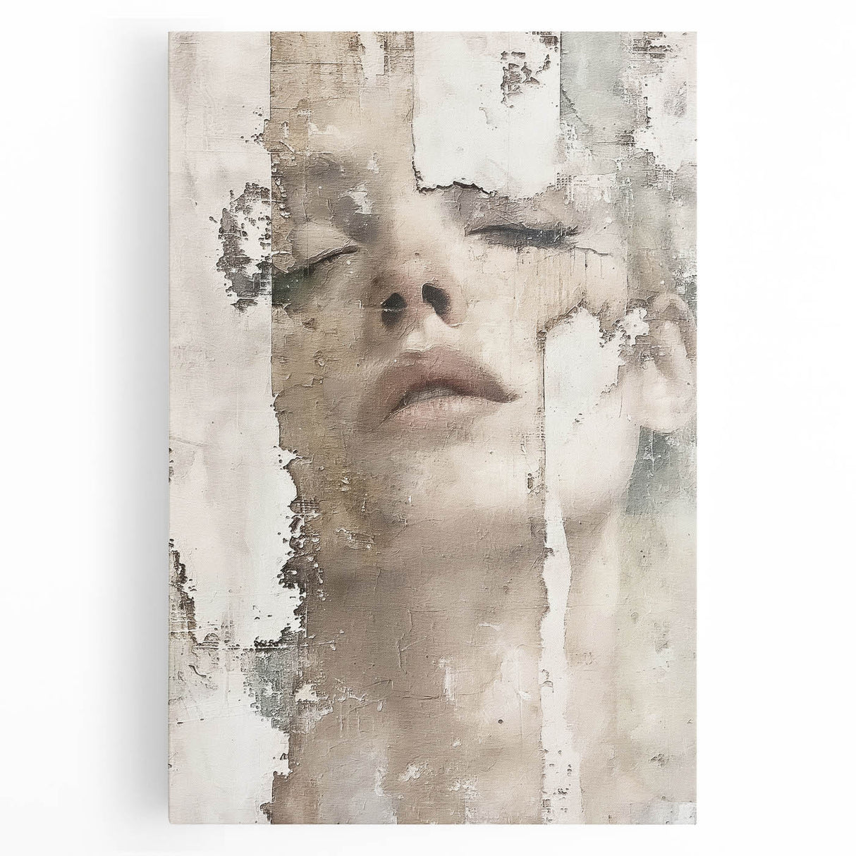 Abstract figurative wall art on stretched canvas showcasing vibrant colors and dynamic shapes, designed to enhance contemporary living spaces. Perfect for adding a modern touch to home decor.