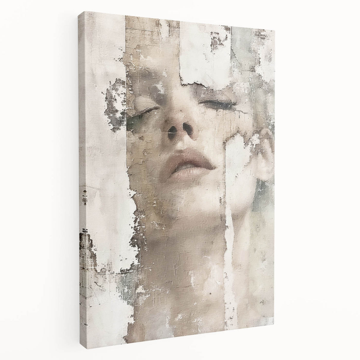 Abstract figurative wall art stretched on a canvas, showcasing vibrant colors and dynamic shapes, perfect for modern home decor. Ideal for adding a contemporary touch to any room.