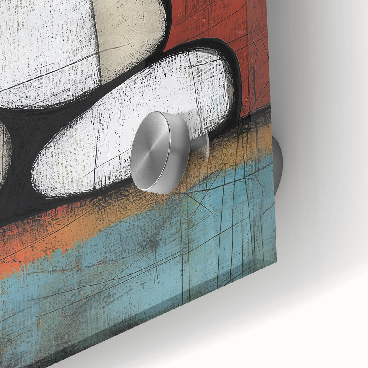 Close-up of an abstract geometric acrylic glass design showcasing vibrant colors and intricate patterns, ideal for modern home decor or art enthusiasts.