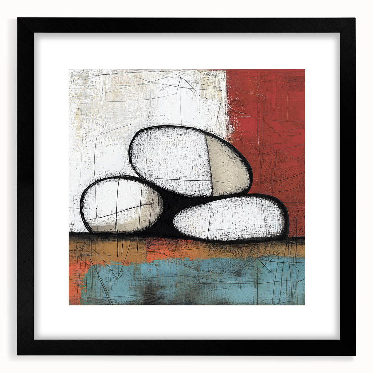 Abstract geometric frame in matte black, showcasing a modern design with sharp angles and clean lines, perfect for contemporary home decor and art displays.