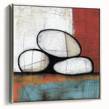Abstract geometric framed canvas artwork in silver, showcasing intricate patterns and textures, perfect for modern home decor. Side view highlights the sleek frame and artistic design. Ideal for enhancing contemporary living spaces.