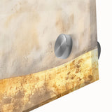 Close-up of an abstract landscape wall art piece, showcasing vibrant colors and fluid patterns on acrylic glass, perfect for modern home decor.