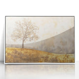 Framed acrylic wall art showcasing an abstract landscape design in calming shades of blue and white, perfect for modern home decor. Ideal for adding a serene touch to living spaces.