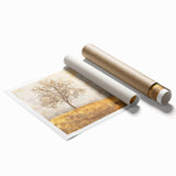 Abstract landscape wall art print featuring vibrant colors and organic shapes, rolled and ready for framing, ideal for modern home decor.