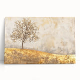 Abstract landscape wall art showcasing vibrant colors and fluid shapes, printed on stretched canvas, elegantly leaning against a neutral wall for a modern decor touch.