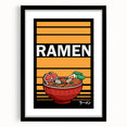 Extra large abstract art print featuring colorful, textured food dishes on a black framed canvas.